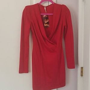 Red Deep V Dress